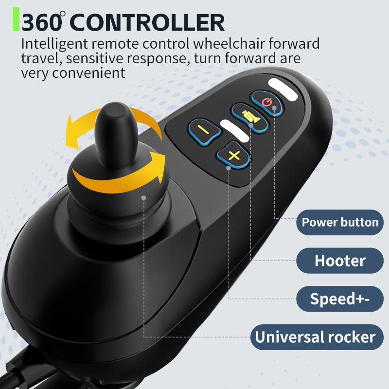 Comfortable Off-Road Wheelchair for Seniors Disabled Reclining Backrest with Stable Range Lithium Battery Capacity Wheelchair