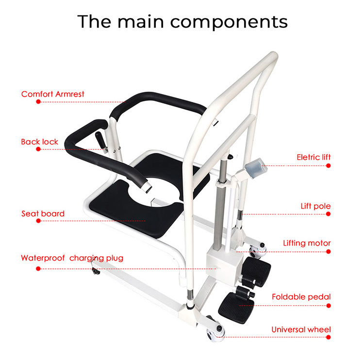 Senyang Wholesale Medical Portable Electric Hydraulic Toilet Wheelchair Move Elderly Patient Nursing Transfer Lift Commode Chair