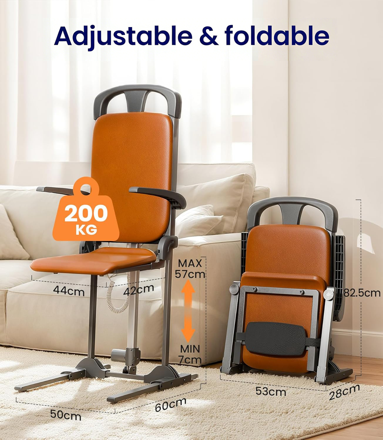 Electric Floor Lift Chair For Elderly Fall Recovery Height Adjustable Patient Lift Device For Disabled Homecare Transfer Aid