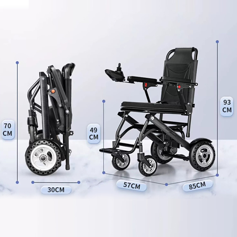 9.8KG Portable Lightweight Folding Electric WheelchairTaken On Plane Disabled Elderly Power Wheelchair 6A Lithium Battery
