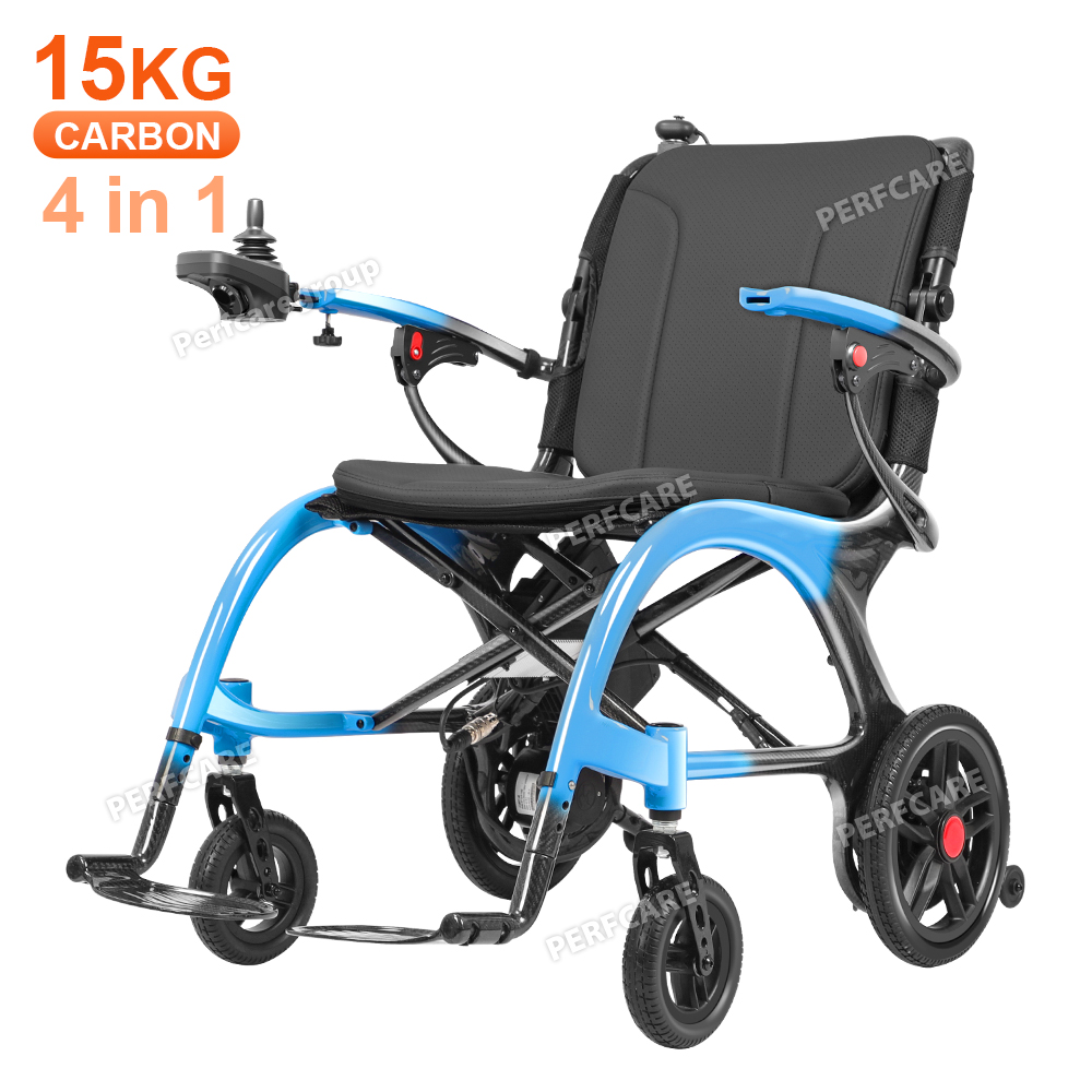 Two Battery 30KM Long Range Travel 13kg Ultra Lightweight Carbon Wheelchair 360&deg; Rear Control Widened Seat Electric Wheelchair