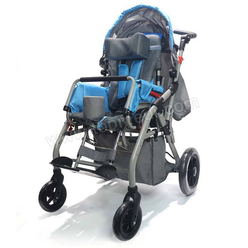Pediatric Adjustable Tilt in Space Recliner Travel Outdoor Foldable 2-16years Cerebral Palsy Baby Stroller Wheelchair for Adult