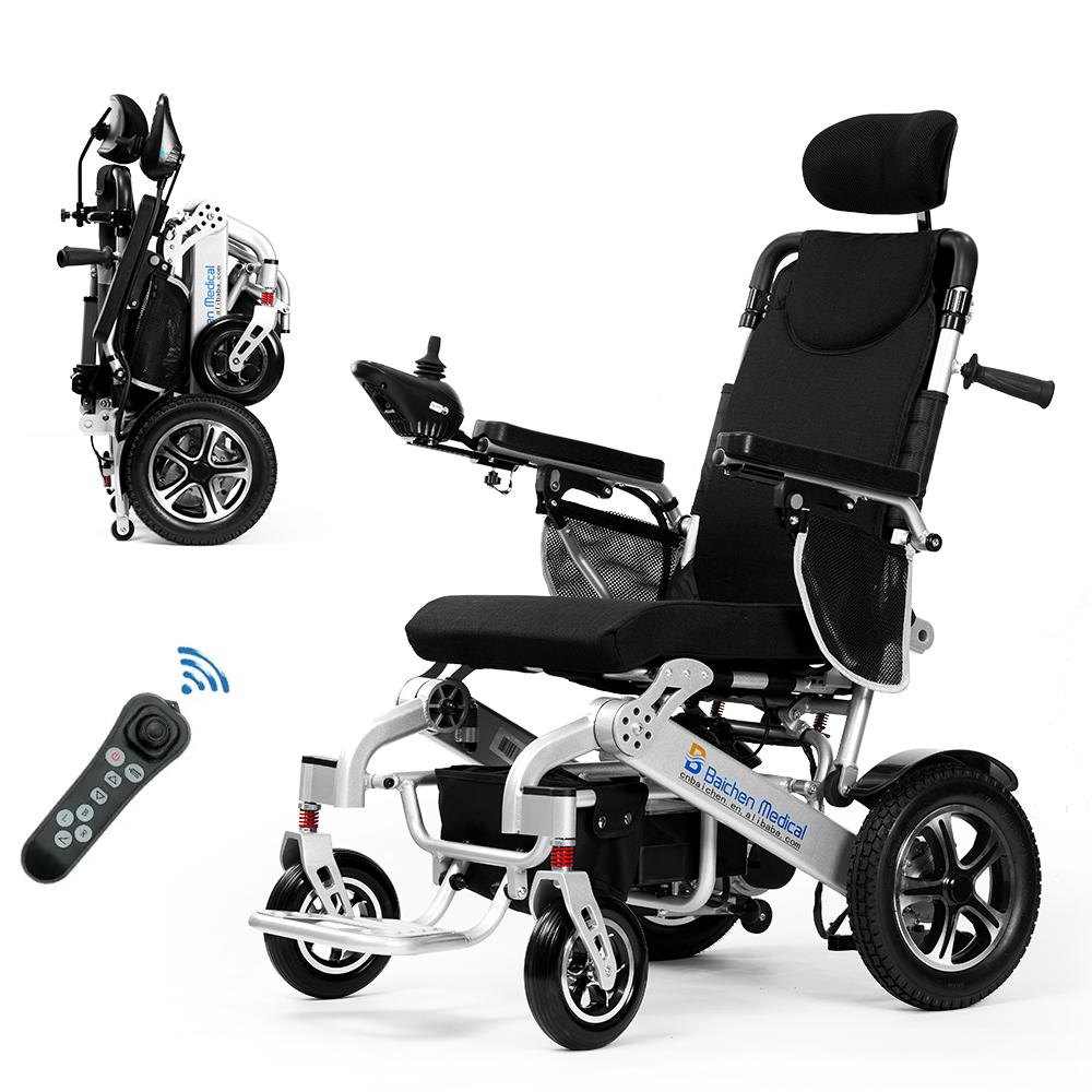 2024 New Trending Lightweight Big Wheels Electric Wheelchair Disabled Motorized Folding Power Electric Wheelchair With Backrest