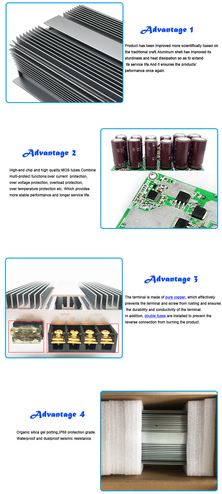 Quick Heat Dissipation Aluminum Shell Voltage Step Down Dc Regulator 828w 60a 48volt to 13.8volt Dc Dc Converter