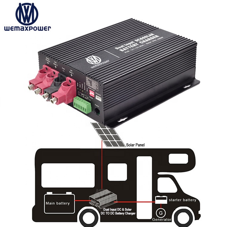 DC & Solar to DC Dual Input APP Smart Control Camper Recreational Vehicles 12v to 12v 14.6v 16.8v Battery to Battery Charger