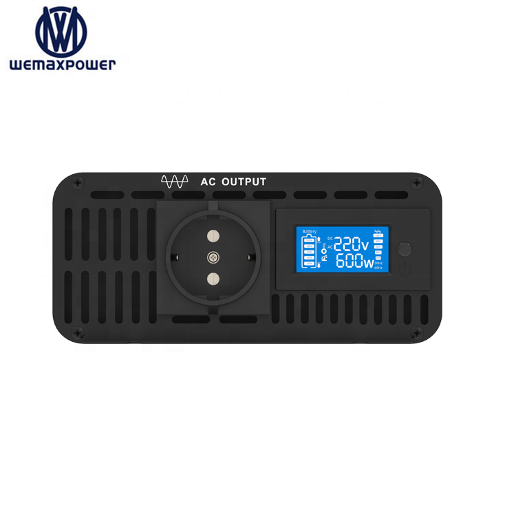 Multi-protection  LCD Display 12V/24V/48V to 120V 60Hz 600Watts 600W DC AC Pure Sine Wave Converter Power Inverter