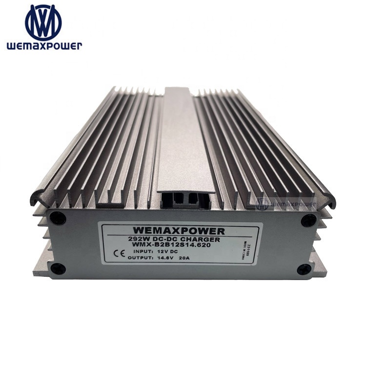 Car Mounted Intelligent DC 12V to DC 14.5V 14.6v 20A Lead Acid Lithium Life-po4 RV Battery Charger Module