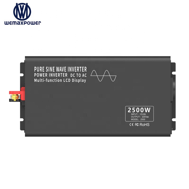 2.5KW DC to AC Smart Inverter 12V 24V 48V DC to 110V 120V 220V 230V 240V 50/60Hz Pure Sine Wave Power Inverter 2500W