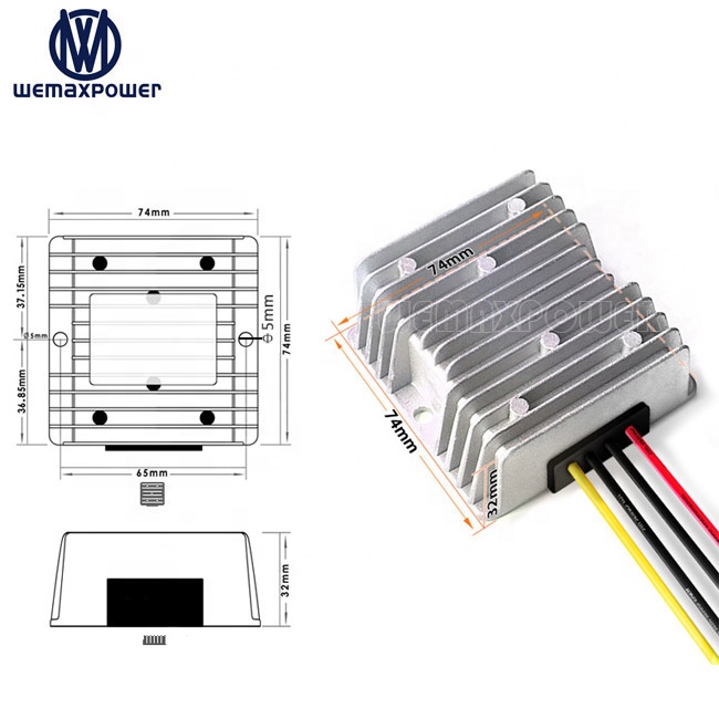 Waterproof 8-40v 12/24v 12vdc 24vdc Voltage Step up Down Dc12v Dc Regulator 6a 12v 24v to 12v boost Buck Converter