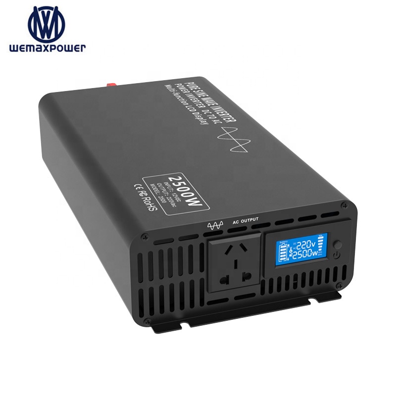 2.5KW DC to AC Smart Inverter 12V 24V 48V DC to 110V 120V 220V 230V 240V 50/60Hz Pure Sine Wave Power Inverter 2500W