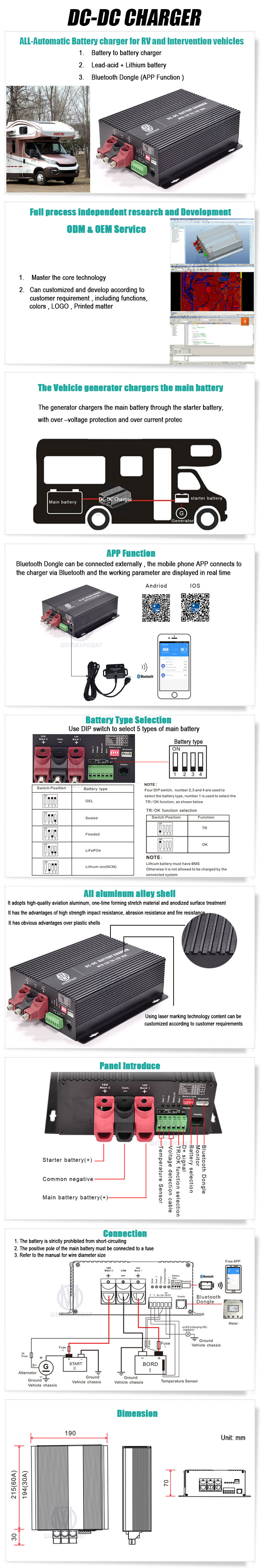 12V to 24V 29.2V 29.4V 25.2V 25A Smart Vehicle RVs DC to DC Step-up Lead Acid LiFe-PO4 Li-ion Battery Charger Detailed Display