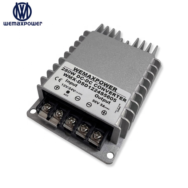 High Efficiency 12v 24v to 56v 5a Dc to Dc Voltage Regulator 5amp 12vdc 24vdc Step up 56vdc boost Converter
