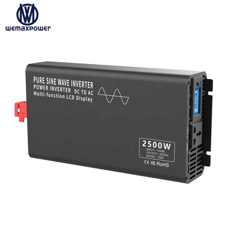 2.5KW DC to AC Smart Inverter 12V 24V 48V DC to 110V 120V 220V 230V 240V 50/60Hz Pure Sine Wave Power Inverter 2500W