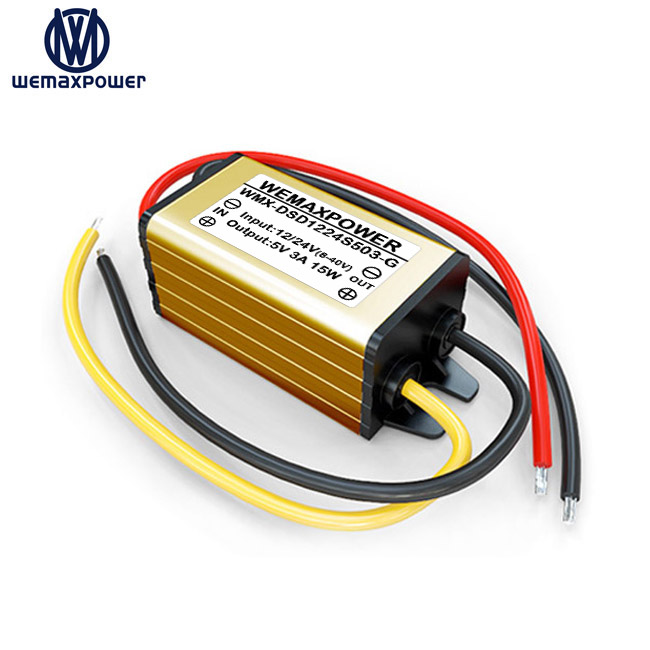 Waterproof IP67 Automotive Home Use 12V 24V Step-Down 5V 5A Single Phase Single Output DC/DC Converter