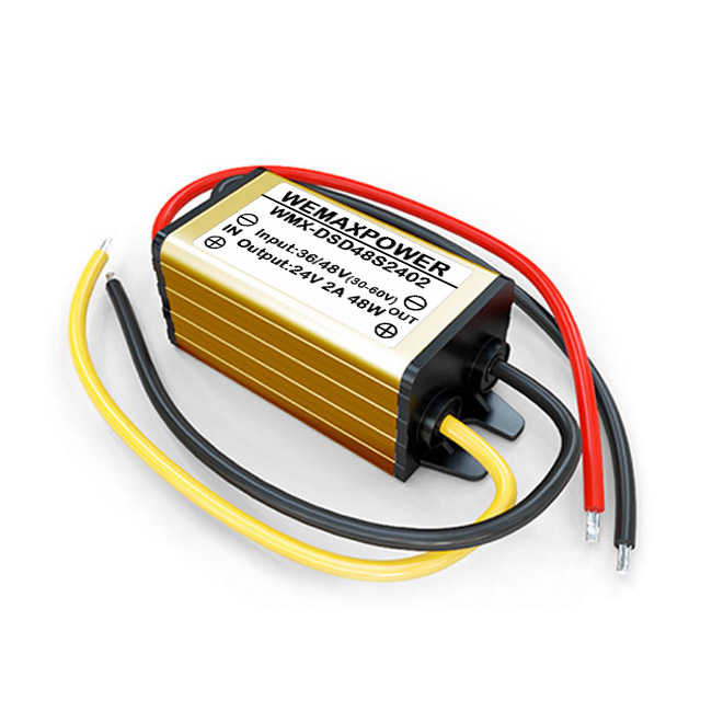 Waterproof IP67 36V 48V Step-Down 24V 2A DC Regulator Buck Module 36Vdc 48Vdc 24Vdc Converter Single Phase Automotive Home Use