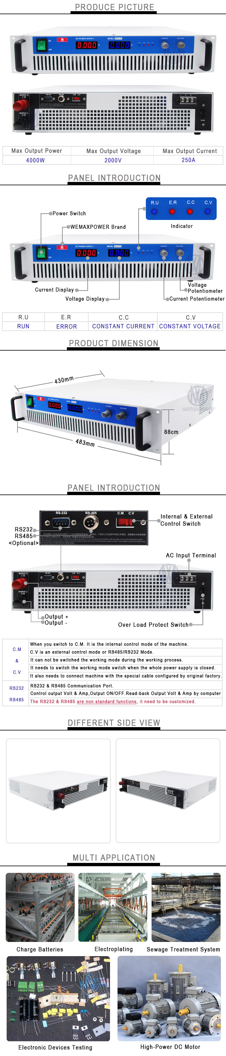 Variable Ac-dc 50vdc 50amp Regulated Switching Mode 2500W 380vac 220vac 110vac to 0-50v 50A Adjustable Dc Power Supply Details