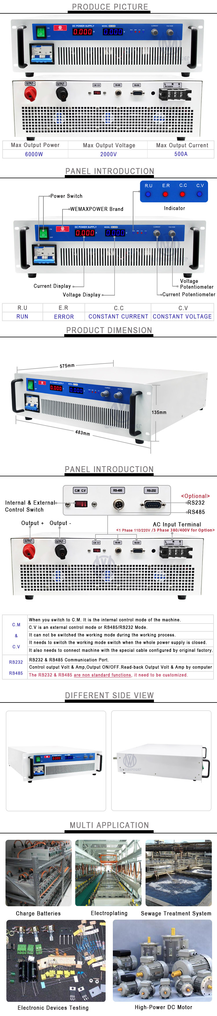 6000W Electronic Variable Power Supply Product Description