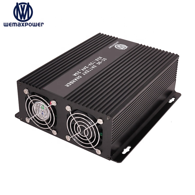 12V to 24V 29.2V 29.4V 25.2V 25A Smart Vehicle RVs DC to DC Step-up Lead Acid LiFe-PO4 Li-ion Battery Charger