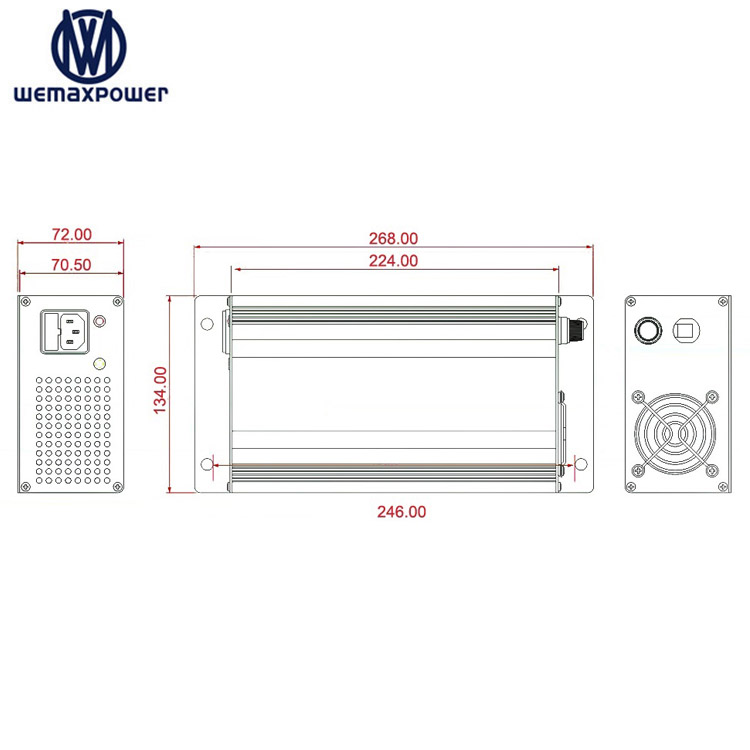 WEMAXPOWER 12a 71.4v 63v  67.2v 73v Li-ion E Rickshaw Electric Vehicle Scooter Car Scooter Battery Charger 60v