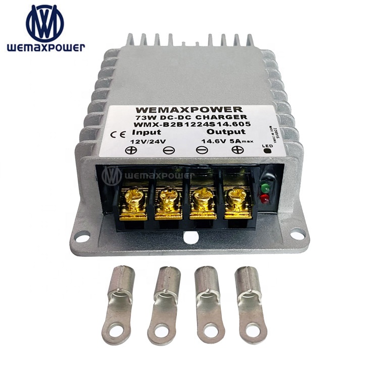 Waterproof IP68 Lead Acid /Li-ION /LiFePO4 Battery on RVs, Exposed Cars, Campers, Ships 12v to 14.6v 10A Dc/dc Charger