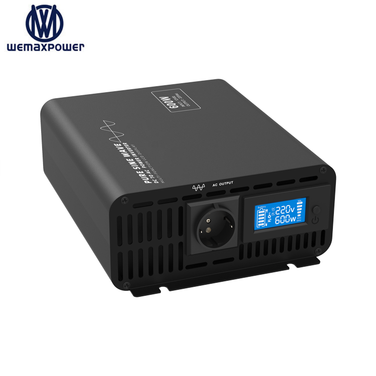 Multi-protection  LCD Display 12V/24V/48V to 120V 60Hz 600Watts 600W DC AC Pure Sine Wave Converter Power Inverter