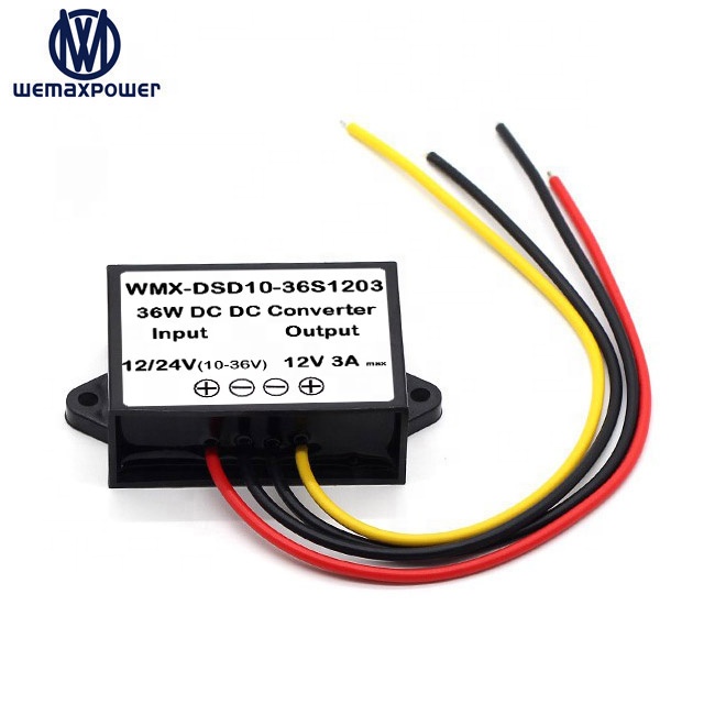 Waterproof Step up Down 12vdc 24vdc Voltage Regulator 3A 12/24v 12v 24v to 12v Buck boost Converter Dc Stabilizer