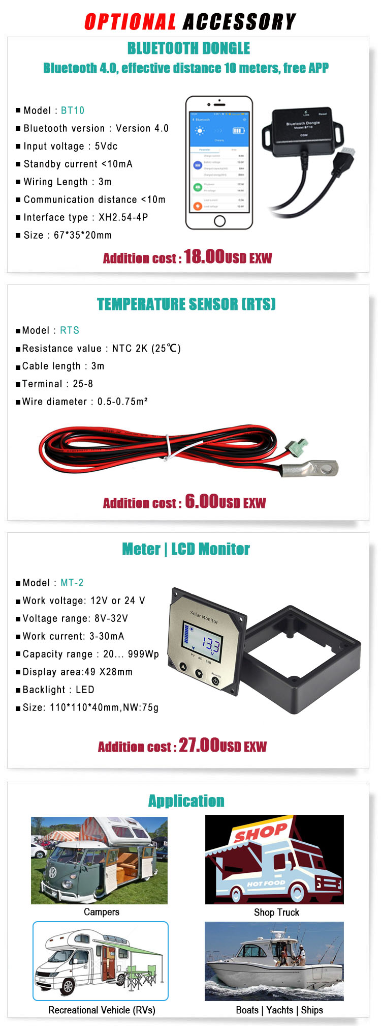 DC & Solar to DC Dual Input APP Smart Control Camper Recreational Vehicles 12v to 12v 14.6v 16.8v Battery to Battery Charger Connections