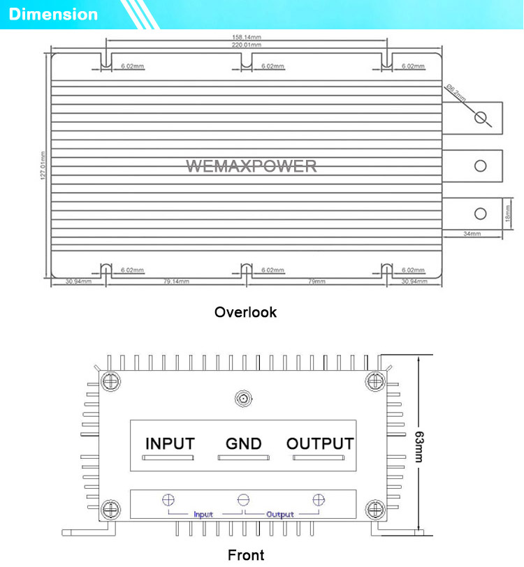 High Power Car Voltage Regulator 100A 24Vdc to 13.8Vdc Buck Module DC/DC Converter Single Output Waterproof