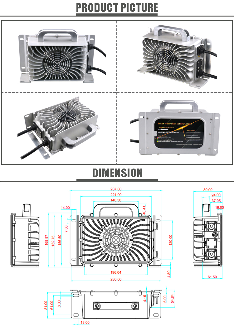 Boat Ship Waterproof Portable WMX-BC2430W 25.2v 29.2v 29.4v 30amp Lead Acid LifePO4 Lithium Ion Battery Charger 24v Interface
