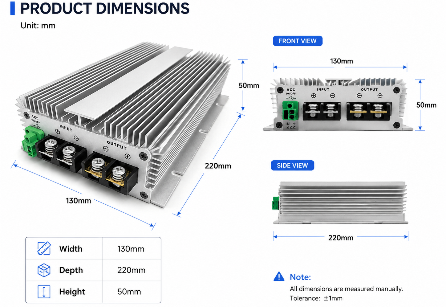 Waterproof 18-40V Input 24V 36V Step up Down 24vdc 50a Converter