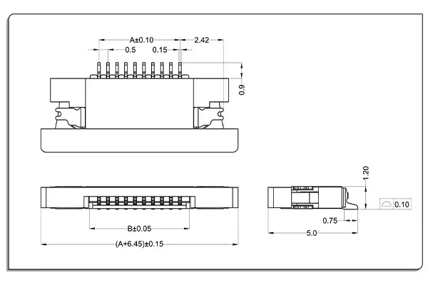 ZIF R/A Down contact drawing