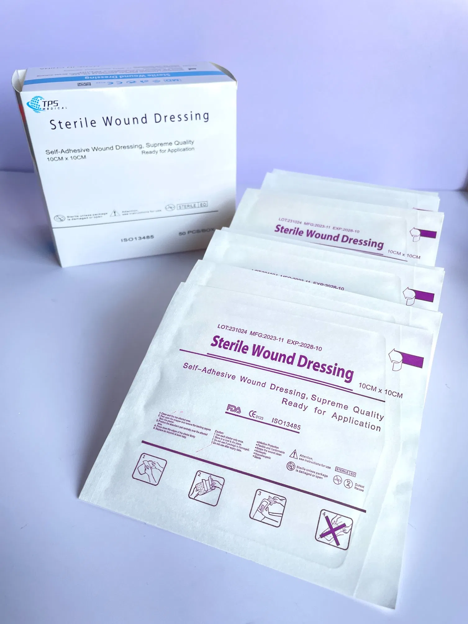 OEM Adhesive Disposable Sterile Wound Care Spunlace Non Woven Dressings Padwith ISO FDA CE