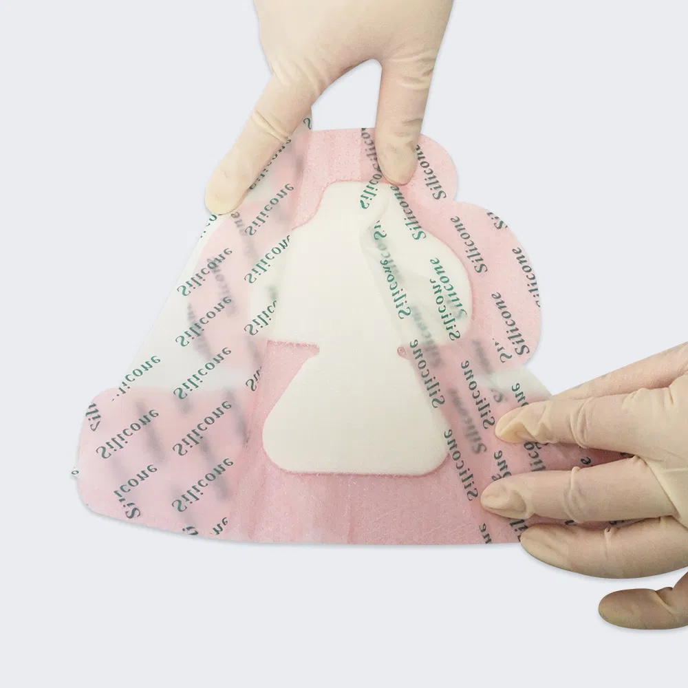 Feet Heel Bordered Adhesive Silicone Foam Dressing Bandage for Sterile Wound Dressing