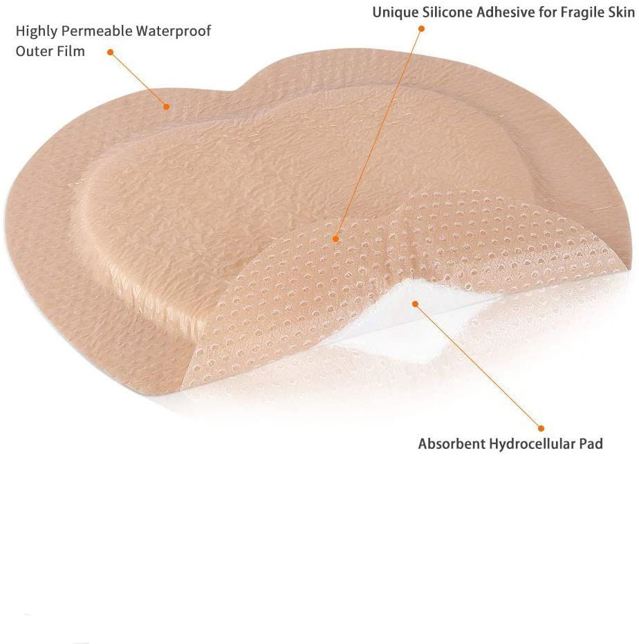 Sacral Bordered Silicone Adhesive Foam Wound Dressing
