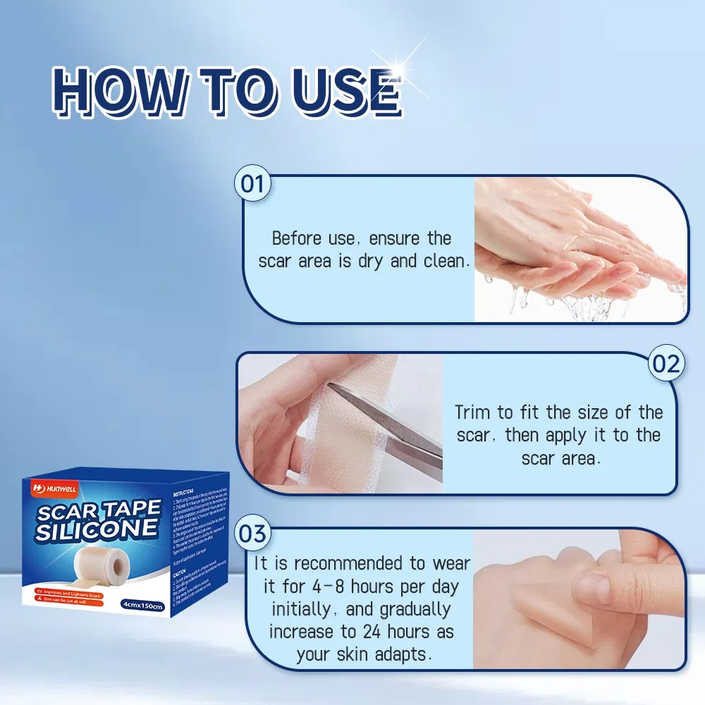 Advanced Silicone Scar Tape Roll for Keloid &amp; Burn Scars Treatment Medical Grade Silicone Gel Sheet for Scar Healing