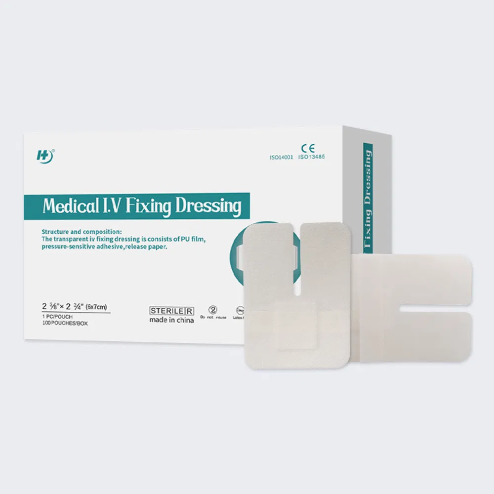 Disposable Waterproof Self-Adhesive I. V. Cannula Fixing Dressing Non Woven Island Wound Plaster with Pad