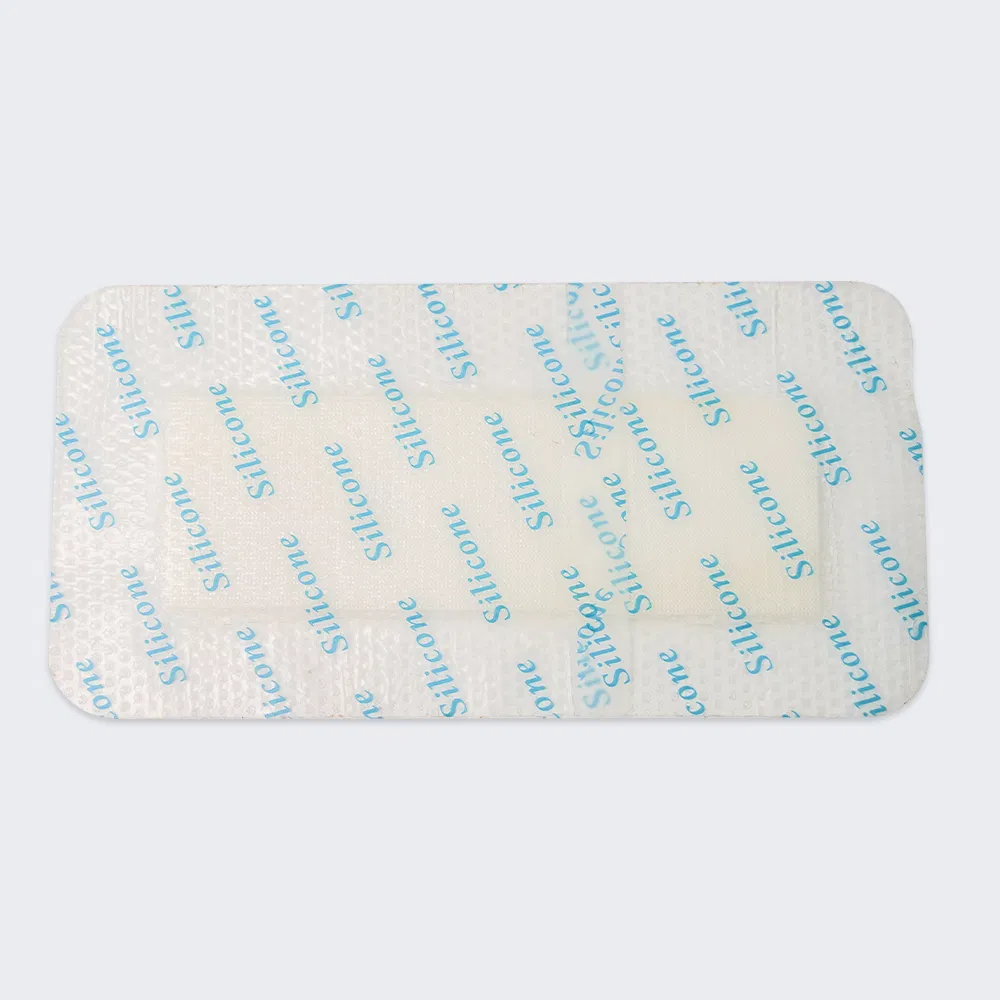Absorbent Silicone Foam Dressing with Border Adhesive Foam Dressing with Silicon Boarders, 10*15cm, with FDA CE Certificate