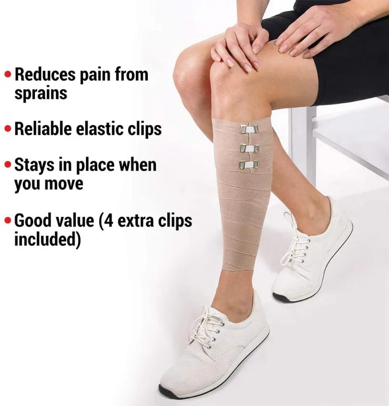 Multi-Purpose Compression Elastic Bandage with Clips