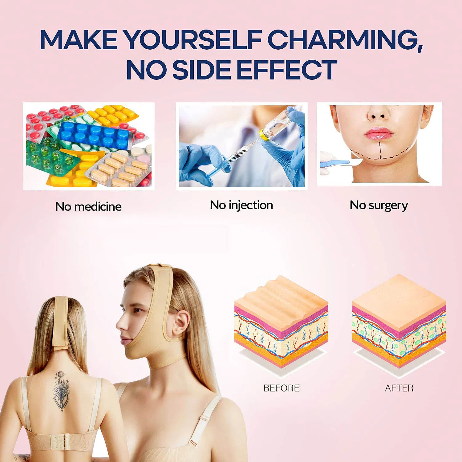 Reusable Elastic Face-Lift Facial Shapewear Post Surgery Compression Chin Shaper Lift up Belt V Line Lifting Face Bandage