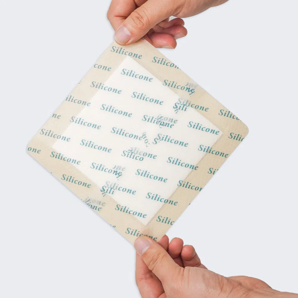 Silicone Foam Dressing with Border, 4*4'', with FDA CE Certificate, Adhesive Wound Dressing Bandage for Wound Care