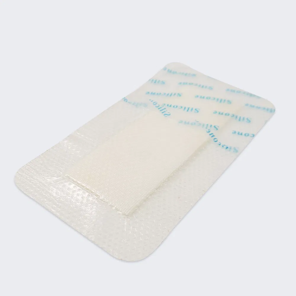 Absorbent Silicone Foam Dressing with Border Adhesive Foam Dressing with Silicon Boarders, 10*15cm, with FDA CE Certificate