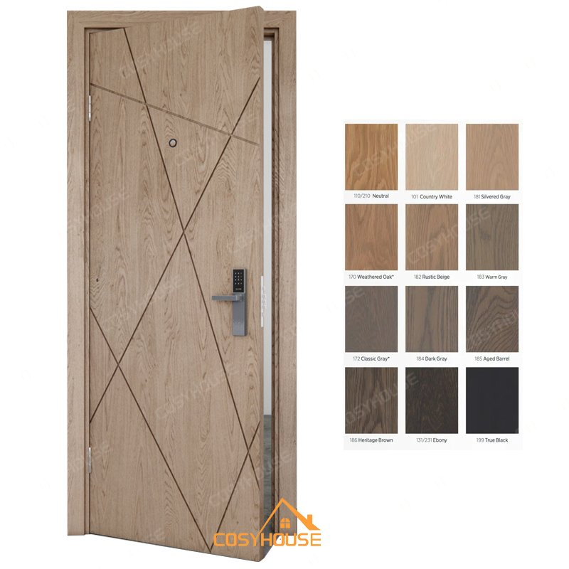 Classic Fireproof Wooden Apartment Bedroom Door with Acoustic Features and Safety Certificates