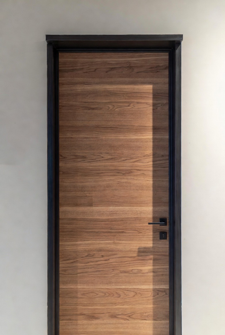 Premium Steel Border Wood Veneer Door for Modern Interiors