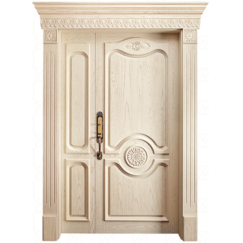 Foshan Top Quality House Exterior Main Wooden Doors Design One and Half Leaf Antique Carved Wood Door