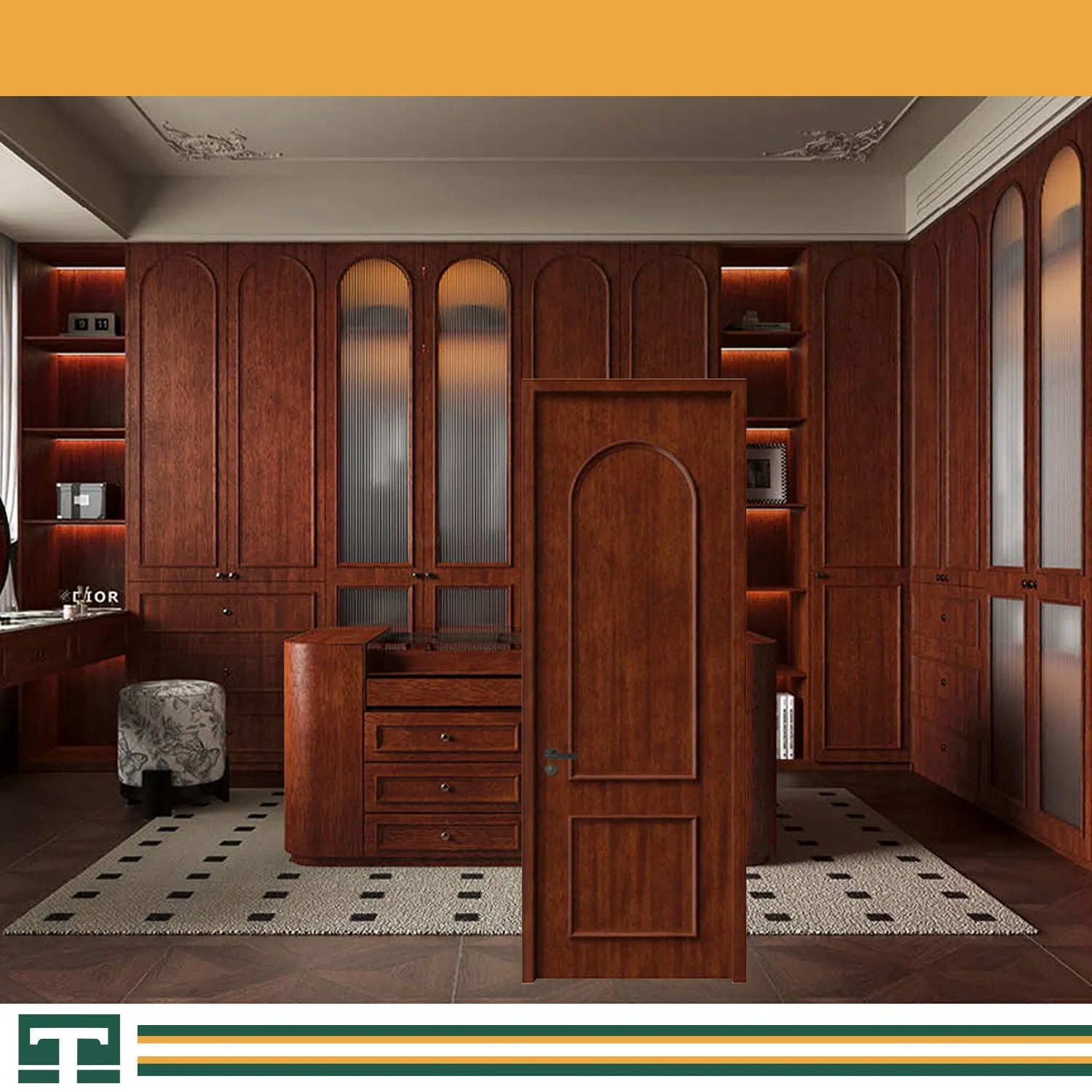 Various Styles &amp; Colors Interior Veneer MDF Wooden Timber Door Modern Walnut Color Melamine Composite Solid Wood Door for Hotel School Hospital Apartment