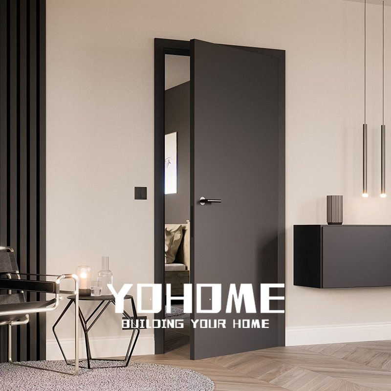 French Fire Rated Acoustic Soundproof Wooden Inside Electronic Hotel Wooden Modern Doors for Bedroom