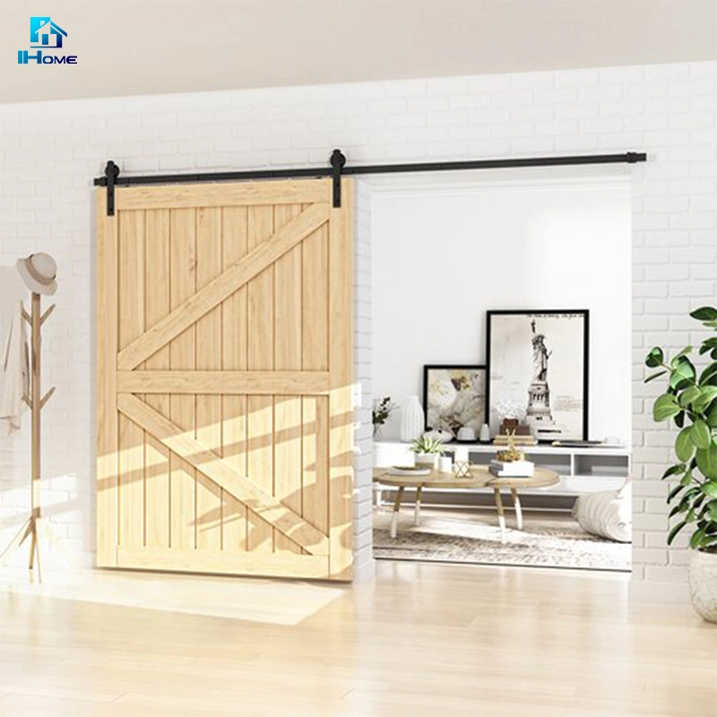 Modern Interior Solid Wood Sliding Pocket Door Barn Door Hardware
