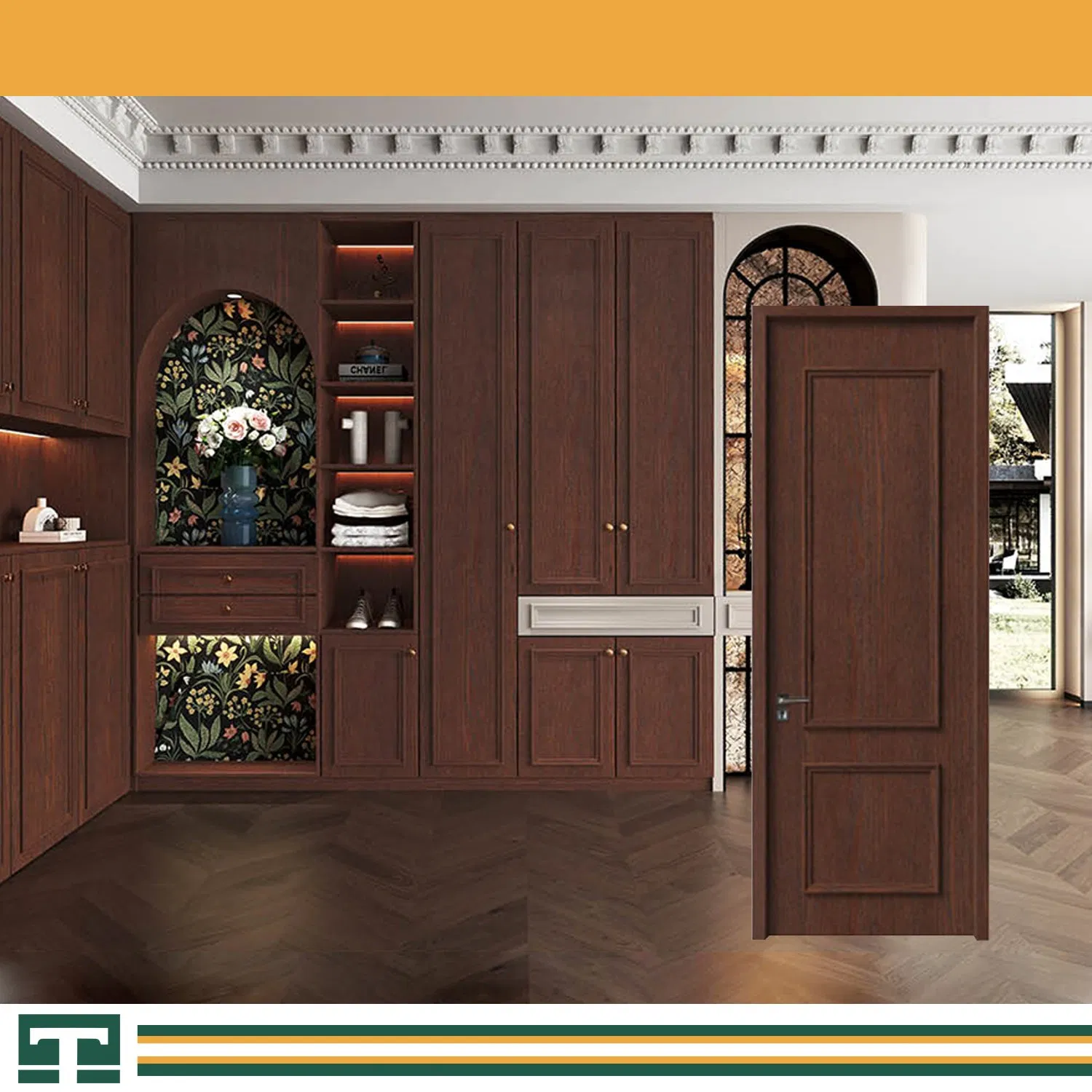 Various Styles &amp; Colors Interior Veneer MDF Wooden Timber Door Modern Walnut Color Melamine Composite Solid Wood Door for Hotel School Hospital Apartment