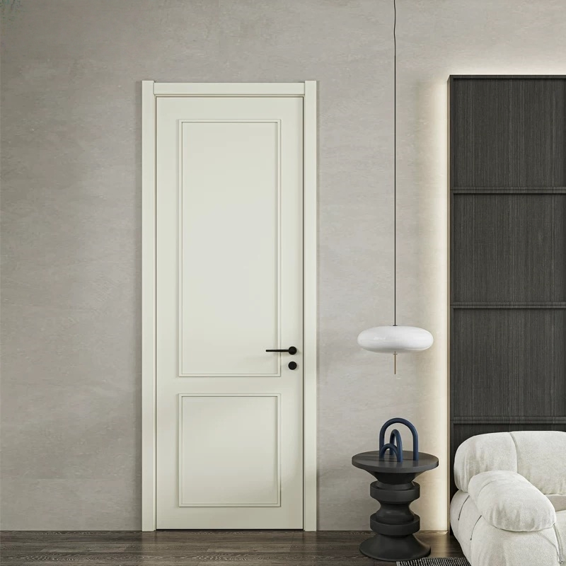 Light Cream White European Style Double Solid Wood Doors Luxury Interior Doors for Formal Living Rooms and Villas with Classic Carved Details