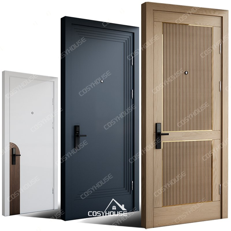 Modern Flush Design Walnut Veneer Wooden Interior Door for Office and Bedroom